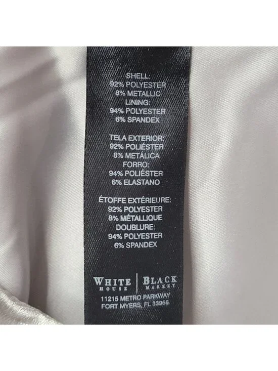 White House Black Market Women's Sleeveless Silver Jacquard Dress Size 4P - Picture 11 of 12